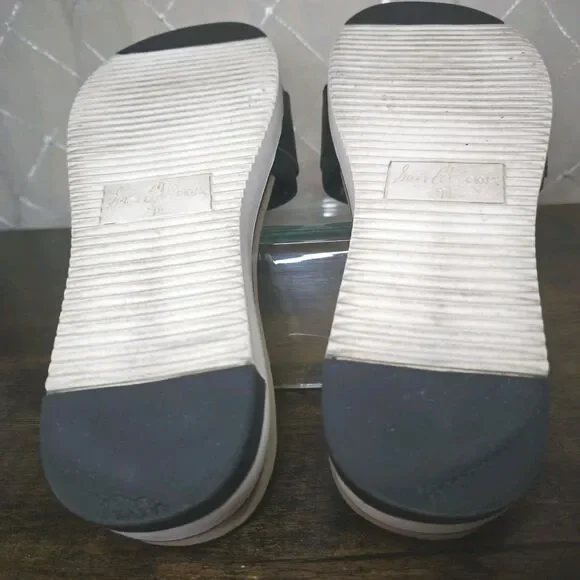 🔥 Sam Edelman Ariane Womens Sz 9 1/2 Black Leather Buckle Slide Sandals Shoes - Picture 10 of 11